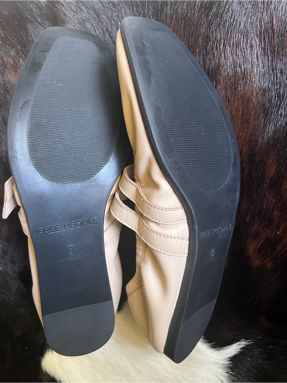 Free People Cream Leather Double-Strap Flats - Picture 6 of 6